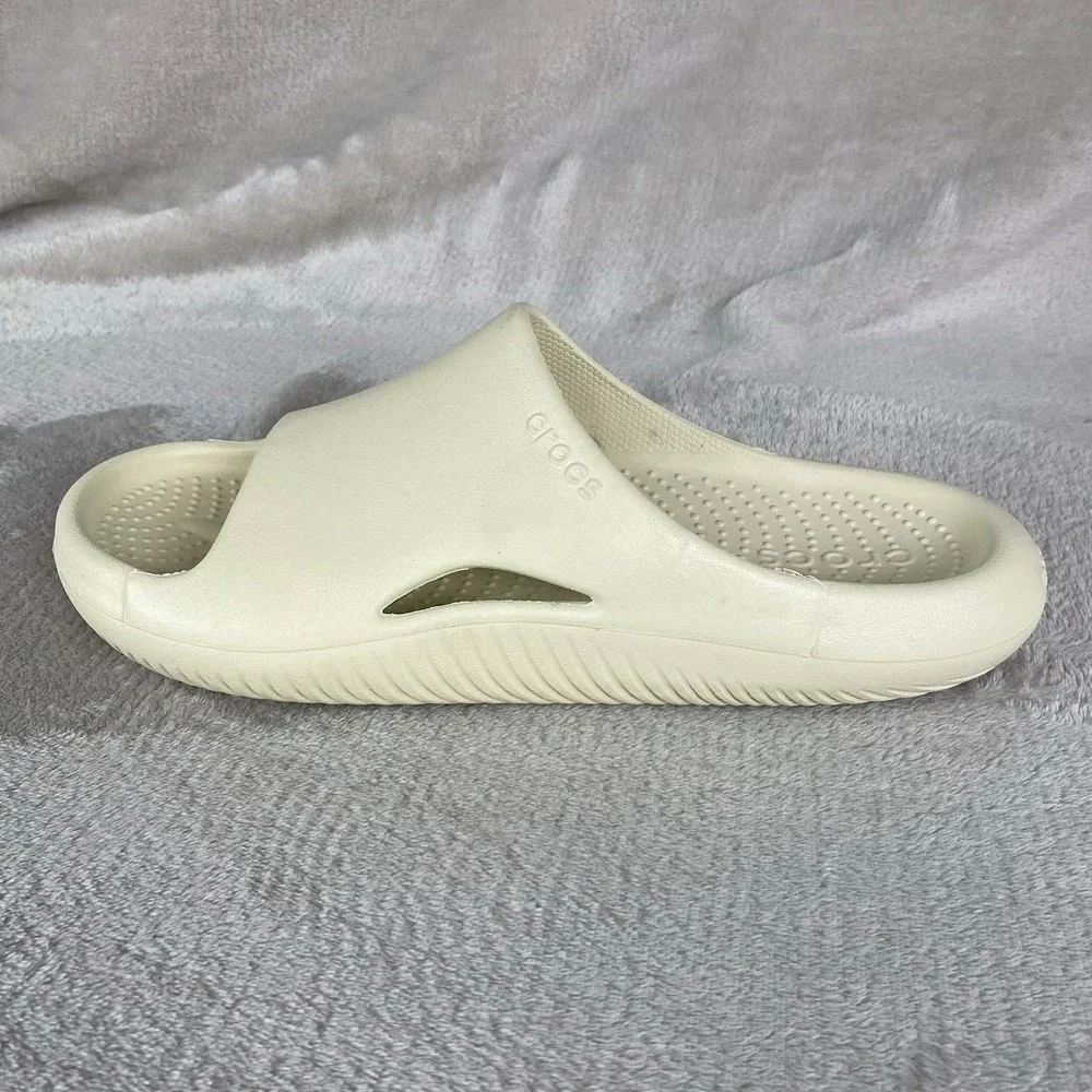 Crocs Mellow Slide Recovery Sandals Mens 7 Womens 9 Bone Beige Cushion NEW